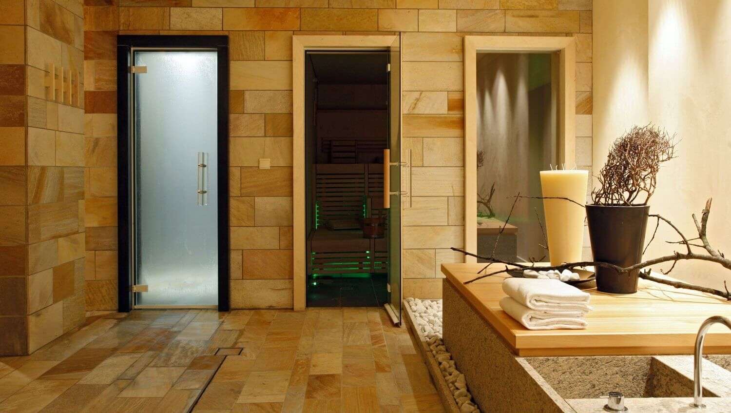 Ordering glass doors for a sauna.